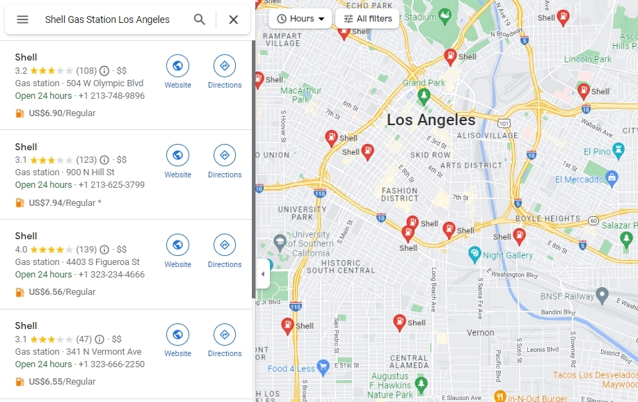 Google Maps - Stazioni Shell