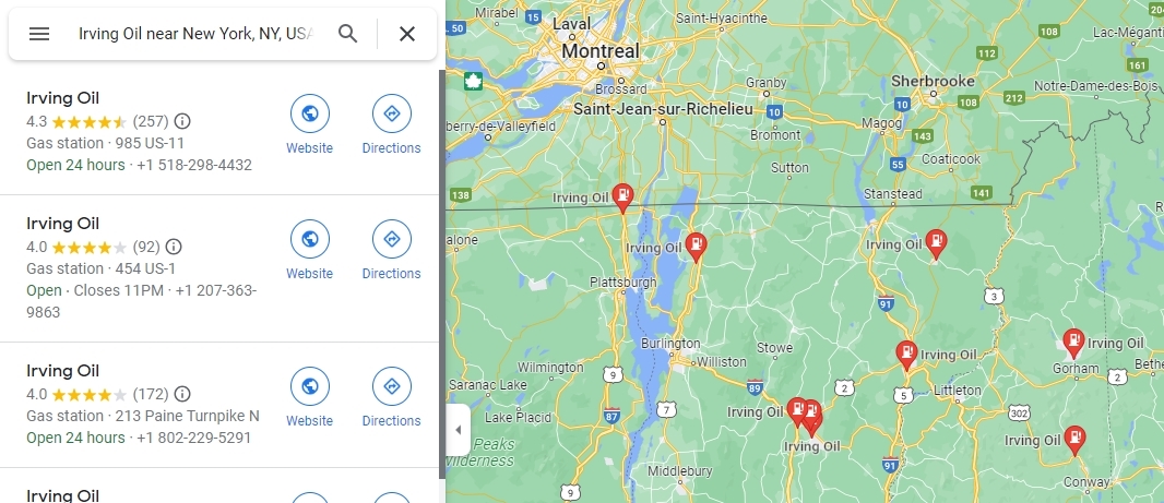 Карты Google - Станции Shell