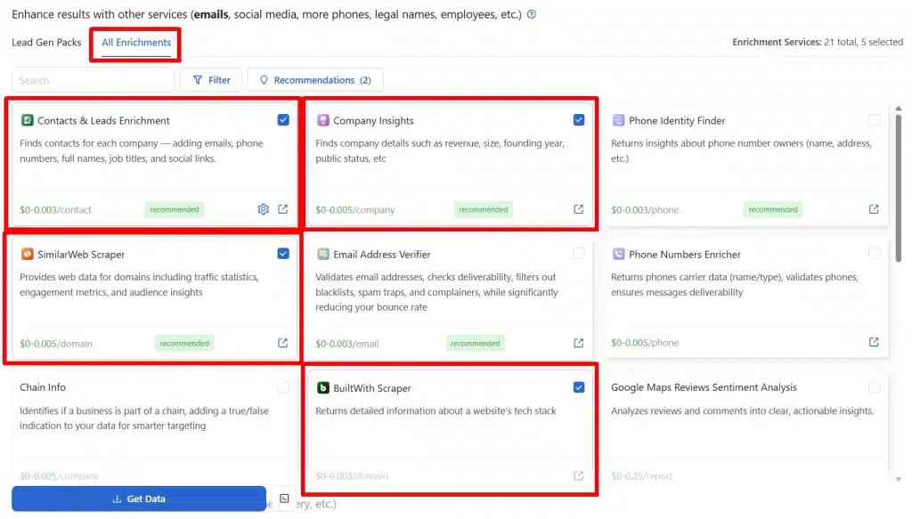 Outscraper's Enrichment Tools