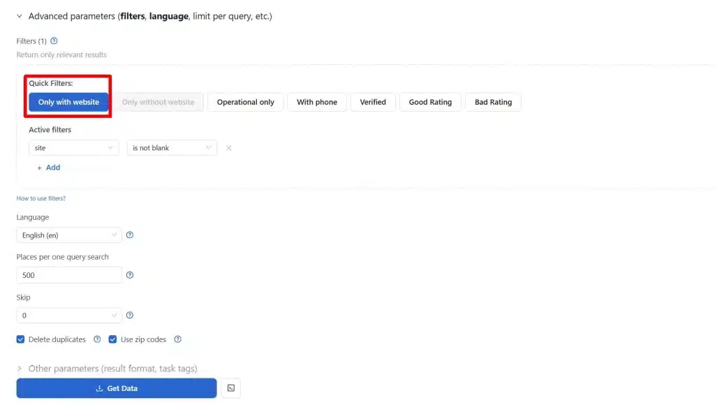 Businesses with Websites Only