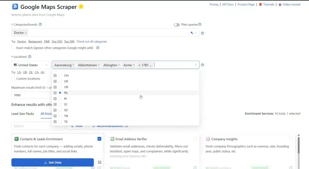 Outscraper's Data of Doctors in the US