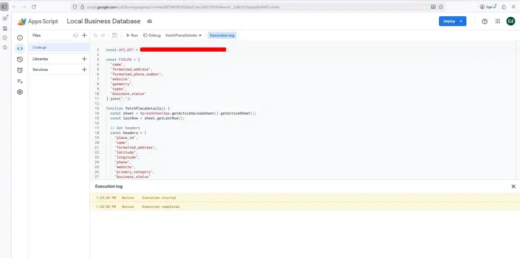 Google Sheets Apps Script