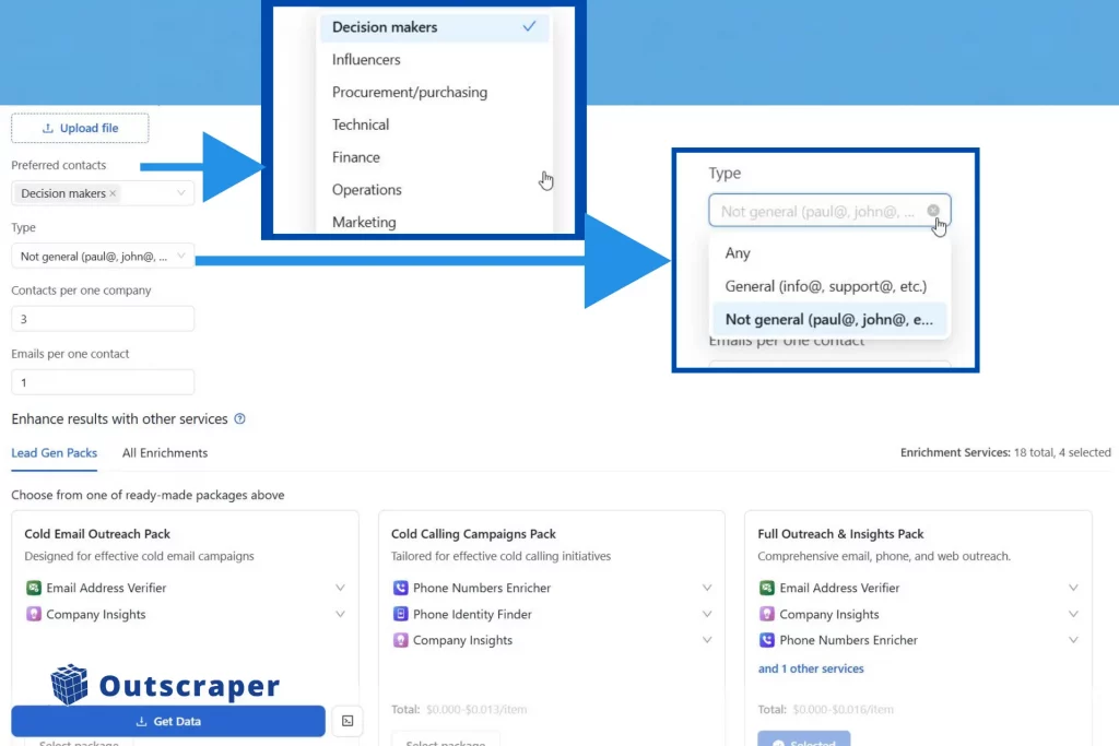 Applying filters in domain email extraction