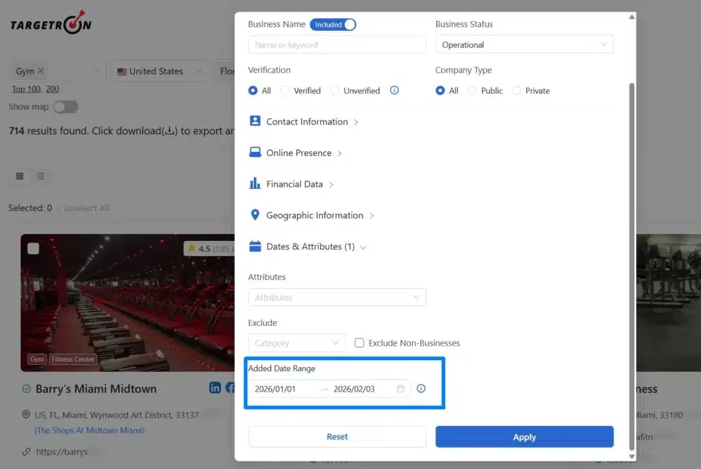 Selecting Date Range Added
