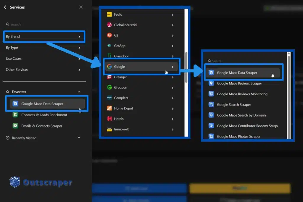 Outscraper services by brands