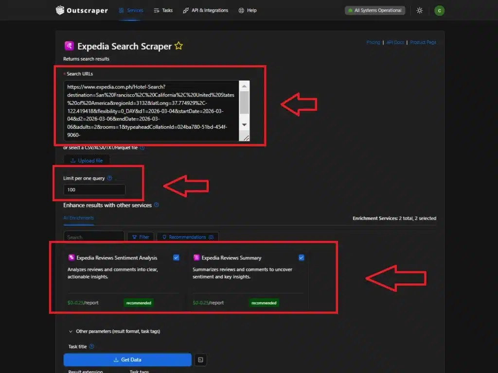 Run the Scraping Task Once your parameters and data fields are set, initiate the scraping task. Outscraper will collect the data from the specified websites and compile it into a structured format, such as XLSX, CSV, JSON, or Parquet.