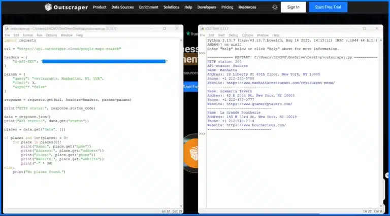 custom data extraction using python | Outscraper