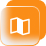 Open book icon inside an orange rounded-square button, indicating documentation or help.