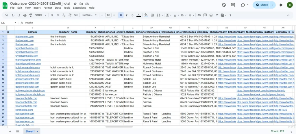 Download and analyze data. It may be in formats (CSV, XLSX, JSON, or Parquet). In hotel contact enrichment, a structured dataset adds more value to your database.