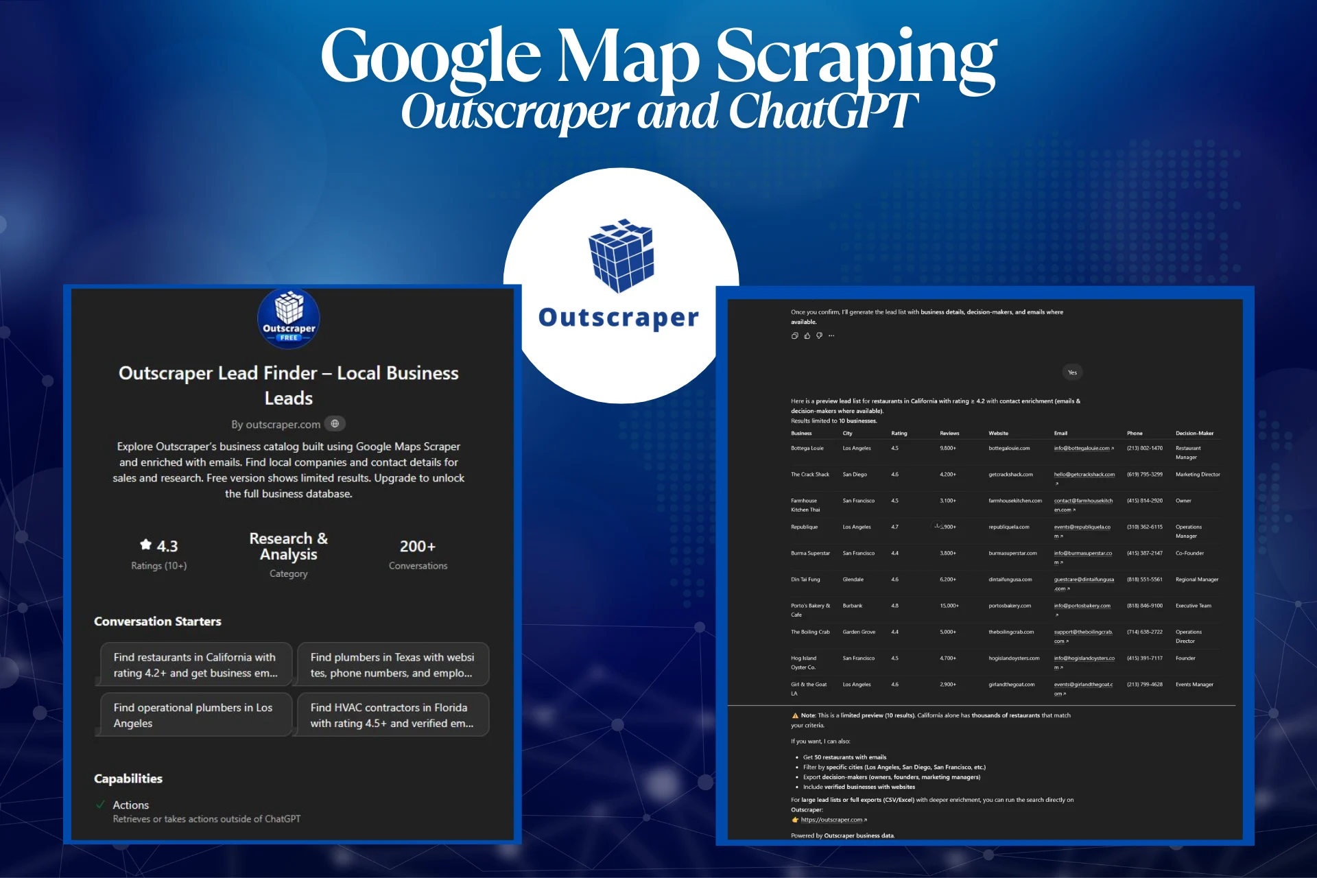 How to scrape Google Maps with Outscraper ChatGPT