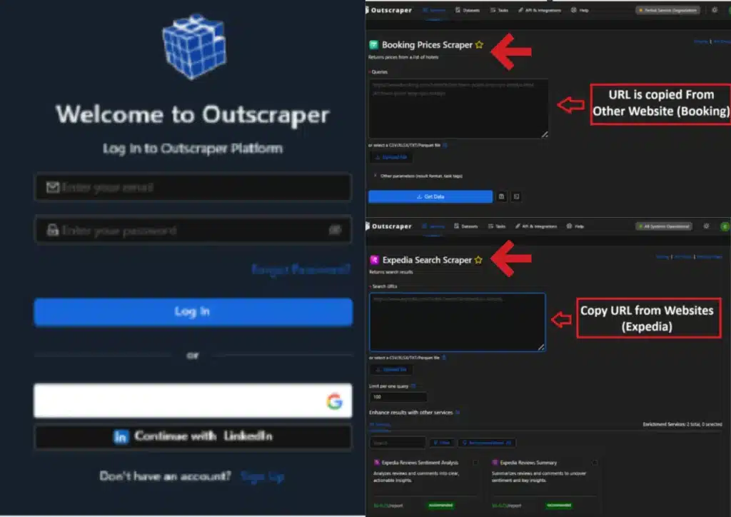 Using Outscraper's user-friendly interface, users can set up their scraping parameters. This includes selecting the websites to scrape, defining the data points of interest, and scheduling the scraping frequency.