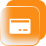 Orange rounded-square button with a white credit card icon and two lines
