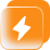 Lightning bolt icon button on an orange rounded-square background (quick action/boost)