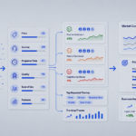 Infographic dashboard showing reviews, metrics, sentiment analysis, and market comparison for Outscraper (branding top-left).