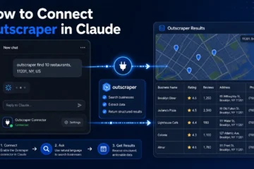 Outscraper in Claude custom connector with business data results