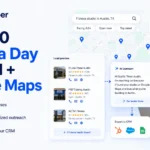AI and Google Maps lead generation workflow showing filtered business data, enrichment, segment tracking, and outreach