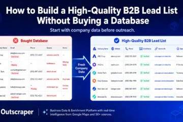 Featured image showing a messy bought database compared with a clean high-quality B2B lead list built from fresh company data.