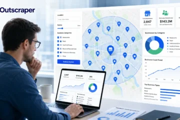 Map view of business listings clustered by category used to size a local market