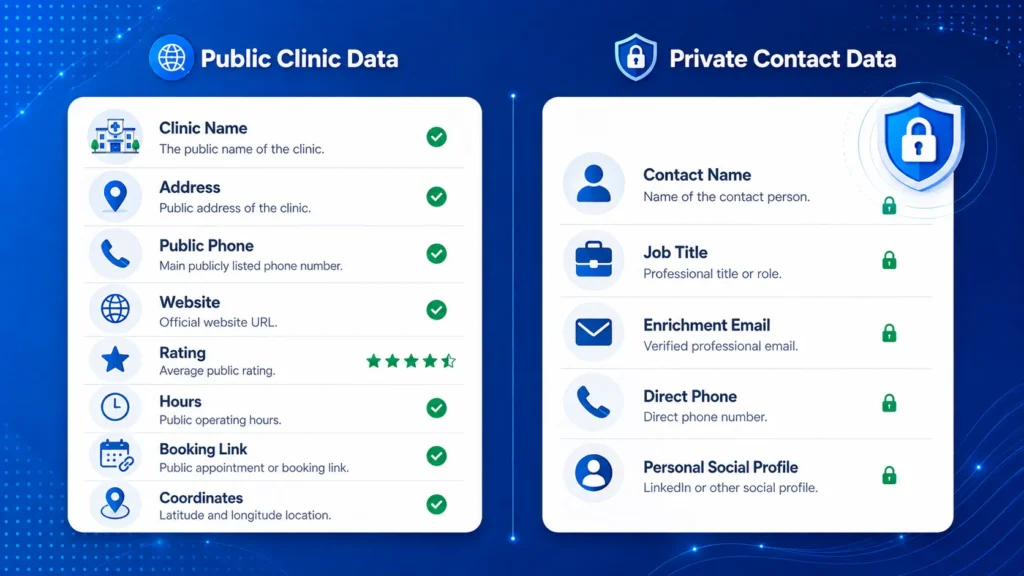Comparison of public clinic fields and private enrichment contact fields
