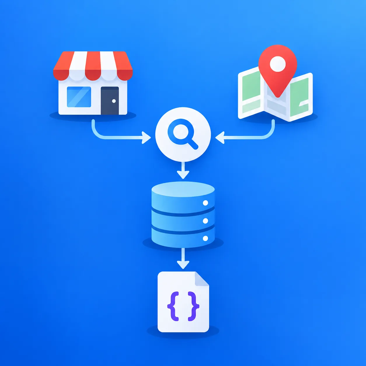 Illustration showing structured business and location data collection workflow