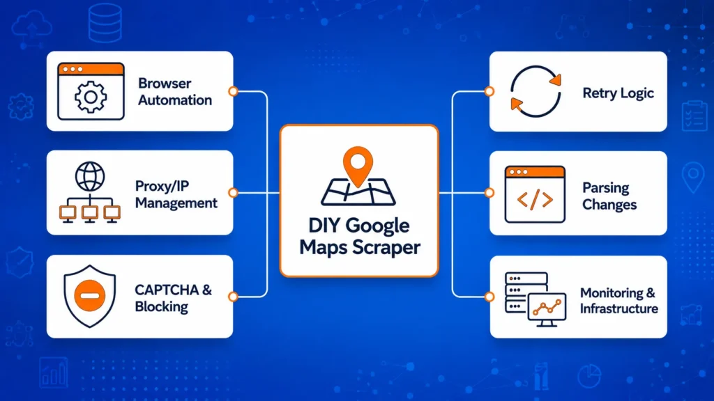 Maintenance components behind a DIY Google Maps scraper