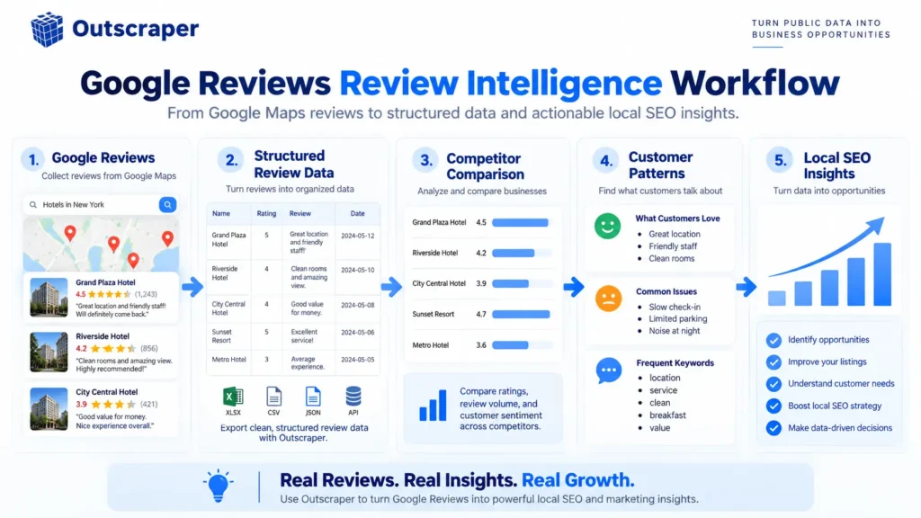 Google Reviews review intelligence workflow for local SEO insights