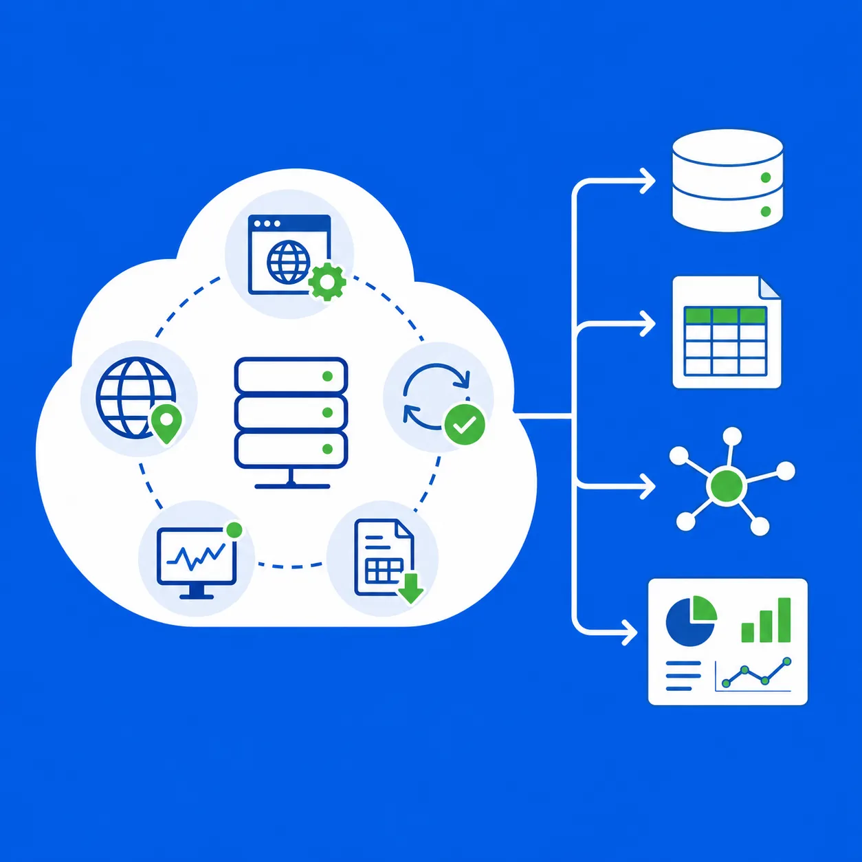 illustrations of SaaS scraper provider like Outscraper