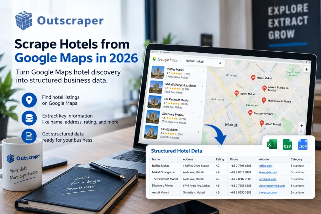 Hotel listings and structured hotel data collected from Google Maps