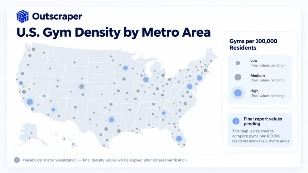 U.S. metro areas compared by gym density in 2026