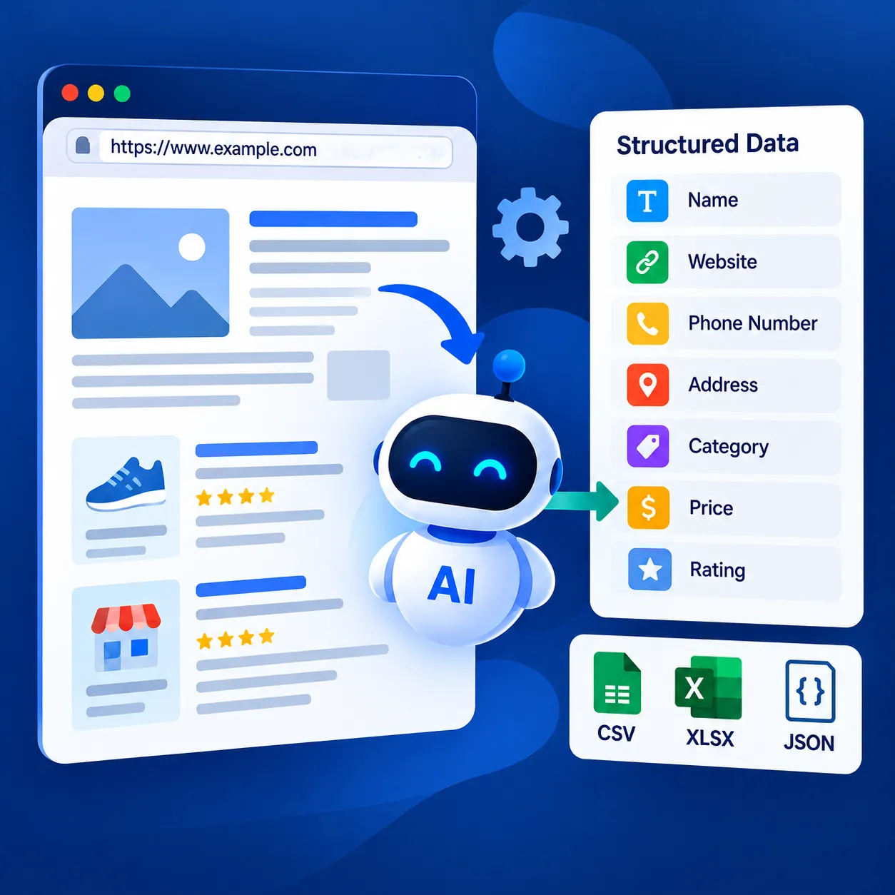 Universal AI-Powered Web Scraper extracting selected website fields into structured data
